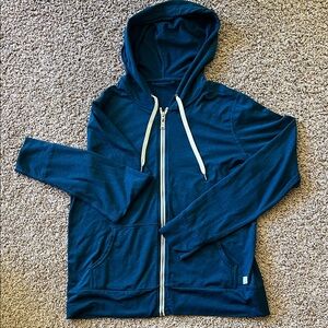 Vuori Deep Blue Hoodie with White Accents